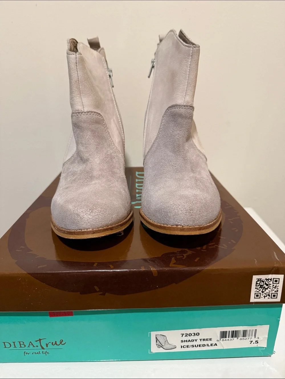 DIBA True Shady Tree Ankle Boot in Light Gray Suede
